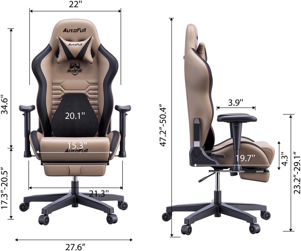 Alt view image 7 of 7 - AutoFull Gaming Chair Office Chair Desk Chair with Ergonomic Lumbar Support, Racing Style PU Leather PC High Back Adjustable Swivel Task Chair with Footrest,Brown.