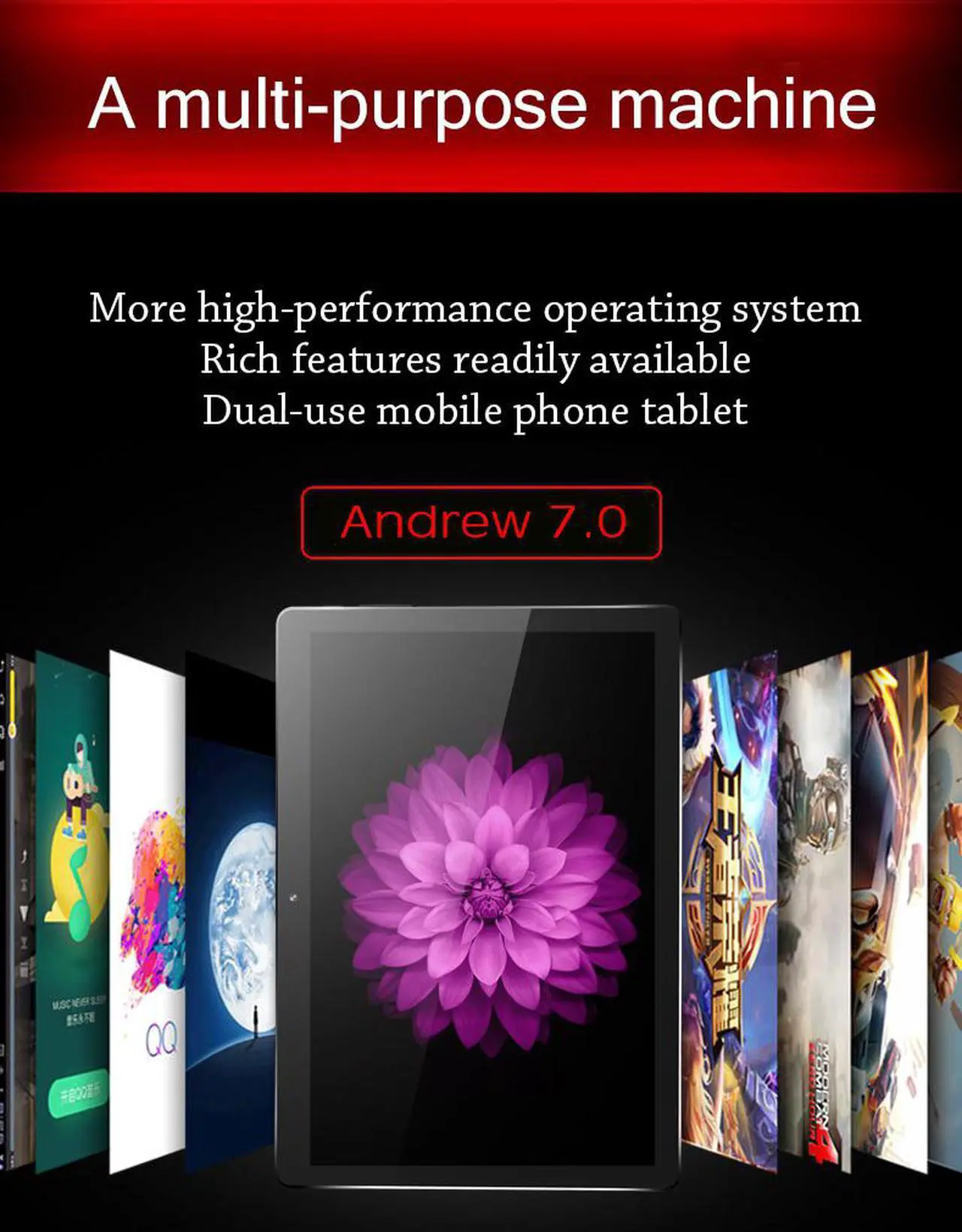Alt view image 6 of 7 - 10.1""Inch Octa Core 4G+64G Android 7.0 WiFi Tablet PC Dual SIM Dual Camera Rear 8.0MP IPS Bluetooth MTK6592 3G WiFi Call Phone Tablet Gifts