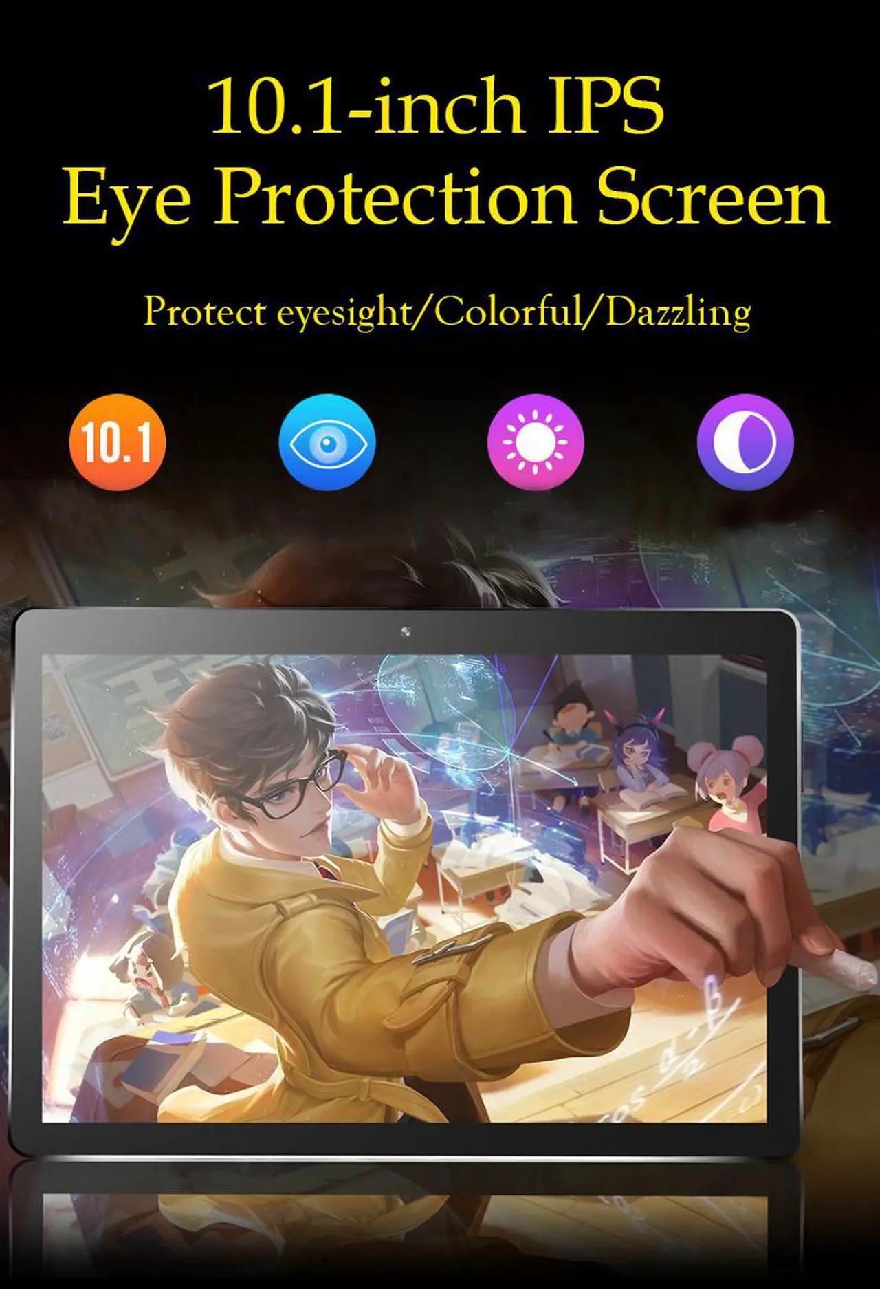 Alt view image 7 of 7 - 10.1""Inch Octa Core 4G+64G Android 7.0 WiFi Tablet PC Dual SIM Dual Camera Rear 8.0MP IPS Bluetooth MTK6592 3G WiFi Call Phone Tablet Gifts