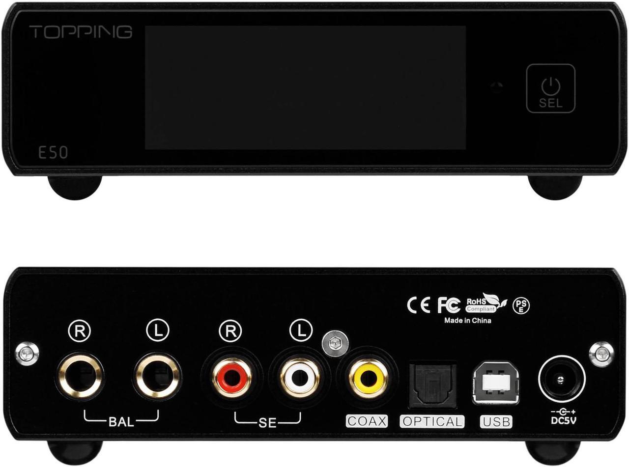 Alt view image 2 of 7 - Topping E50 MQA DAC ES9068AS XMOS XU216 DSD512 PCM768kHz USB DAC USB/Coax/Opt Inputs RCA/TRS Outputs Decoder for Home Theater Game Music portable dac (Black)