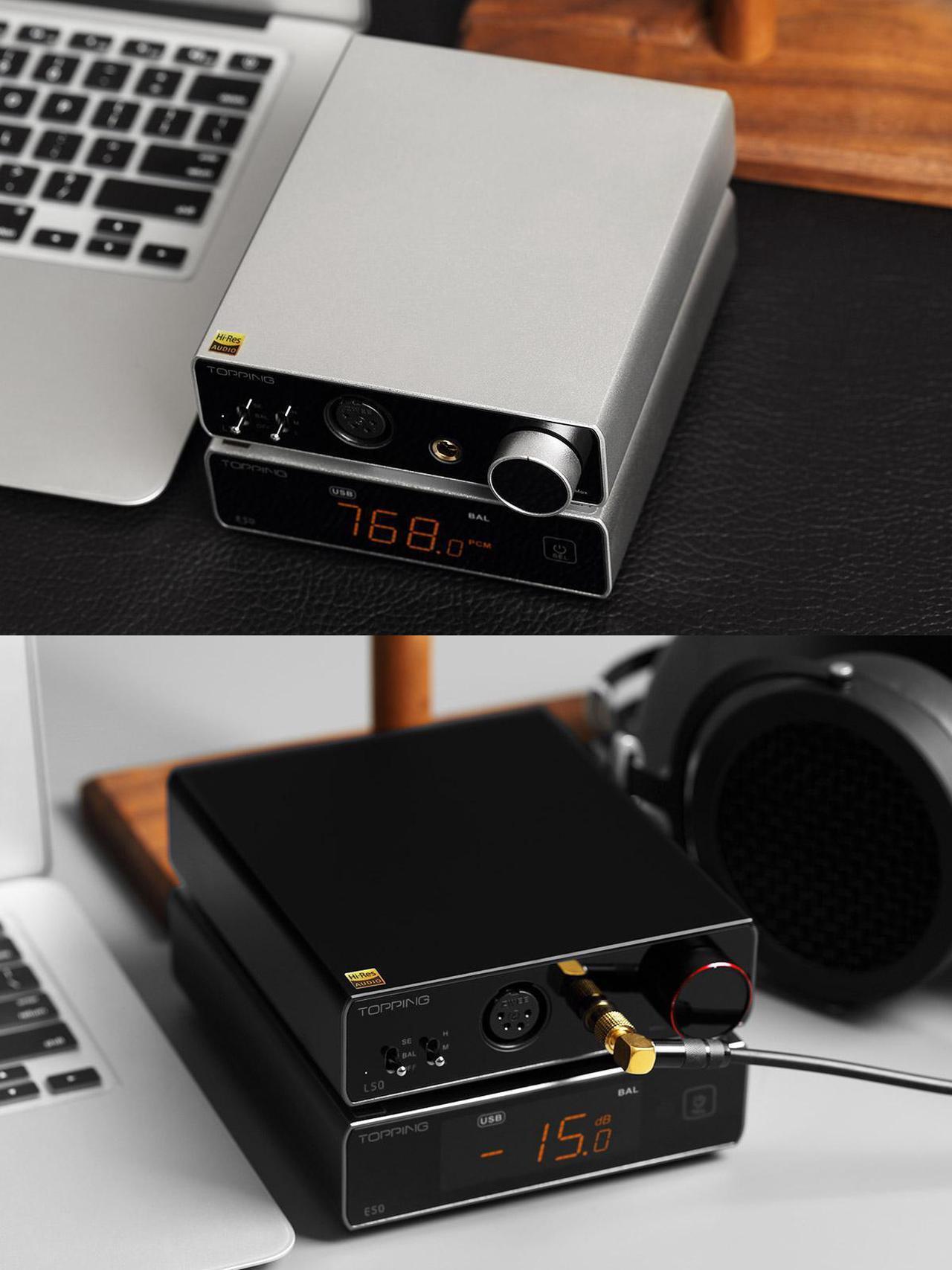 Alt view image 7 of 7 - Topping E50 MQA DAC ES9068AS XMOS XU216 DSD512 PCM768kHz USB DAC USB/Coax/Opt Inputs RCA/TRS Outputs Decoder for Home Theater Game Music portable dac (Black)