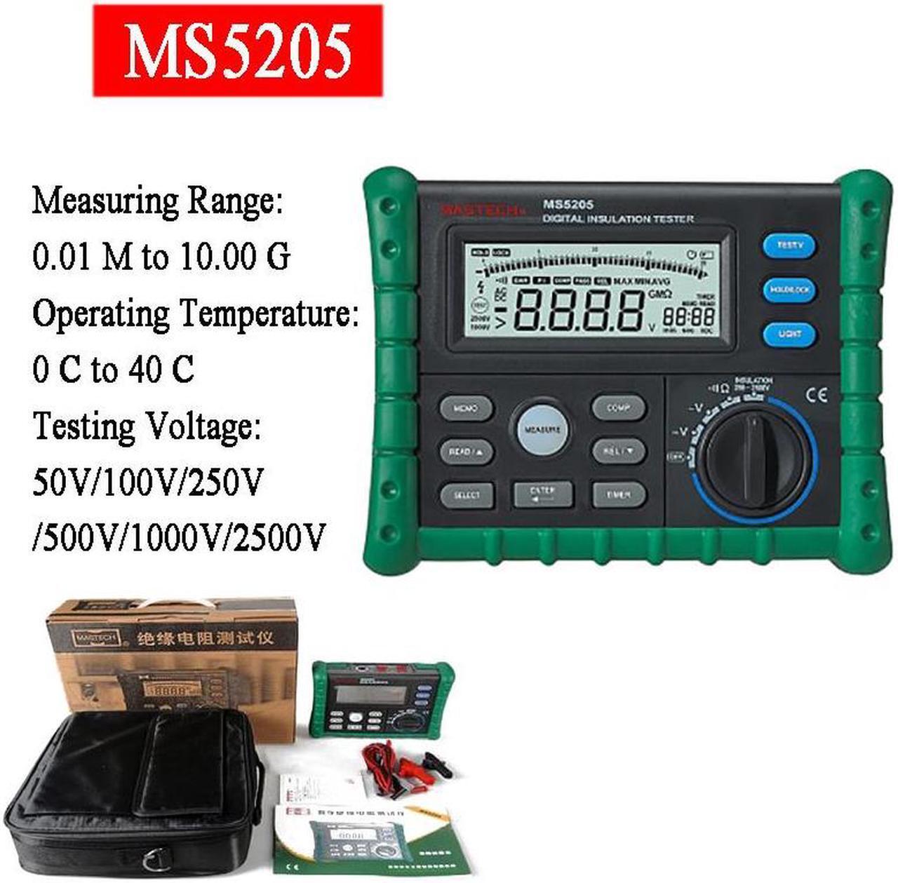 Main image of MASTECH MS5205 Insulation resistance tester digital megohmmeter 2500V electrician megger MASTECH MS5205