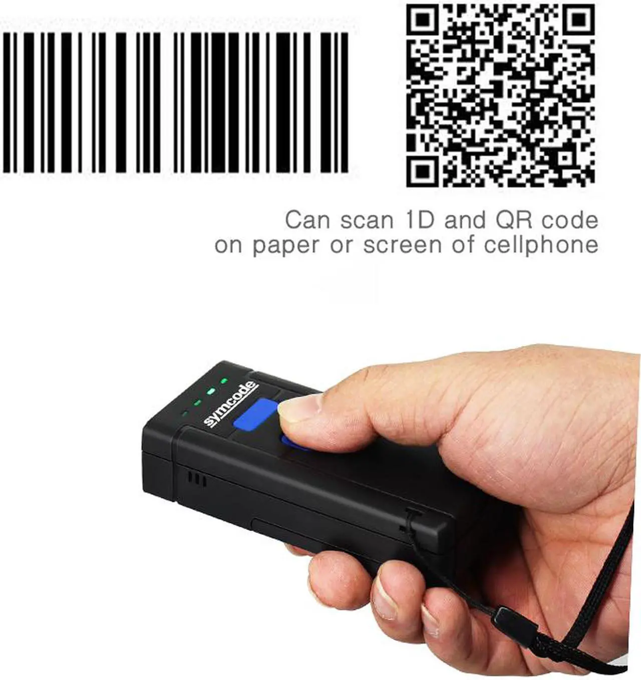 Alt view image 3 of 7 - Symcode Bluetooth Wireless 2D QR 1D Barcode Scanner 2D Barcode Reader Support iOS Windows