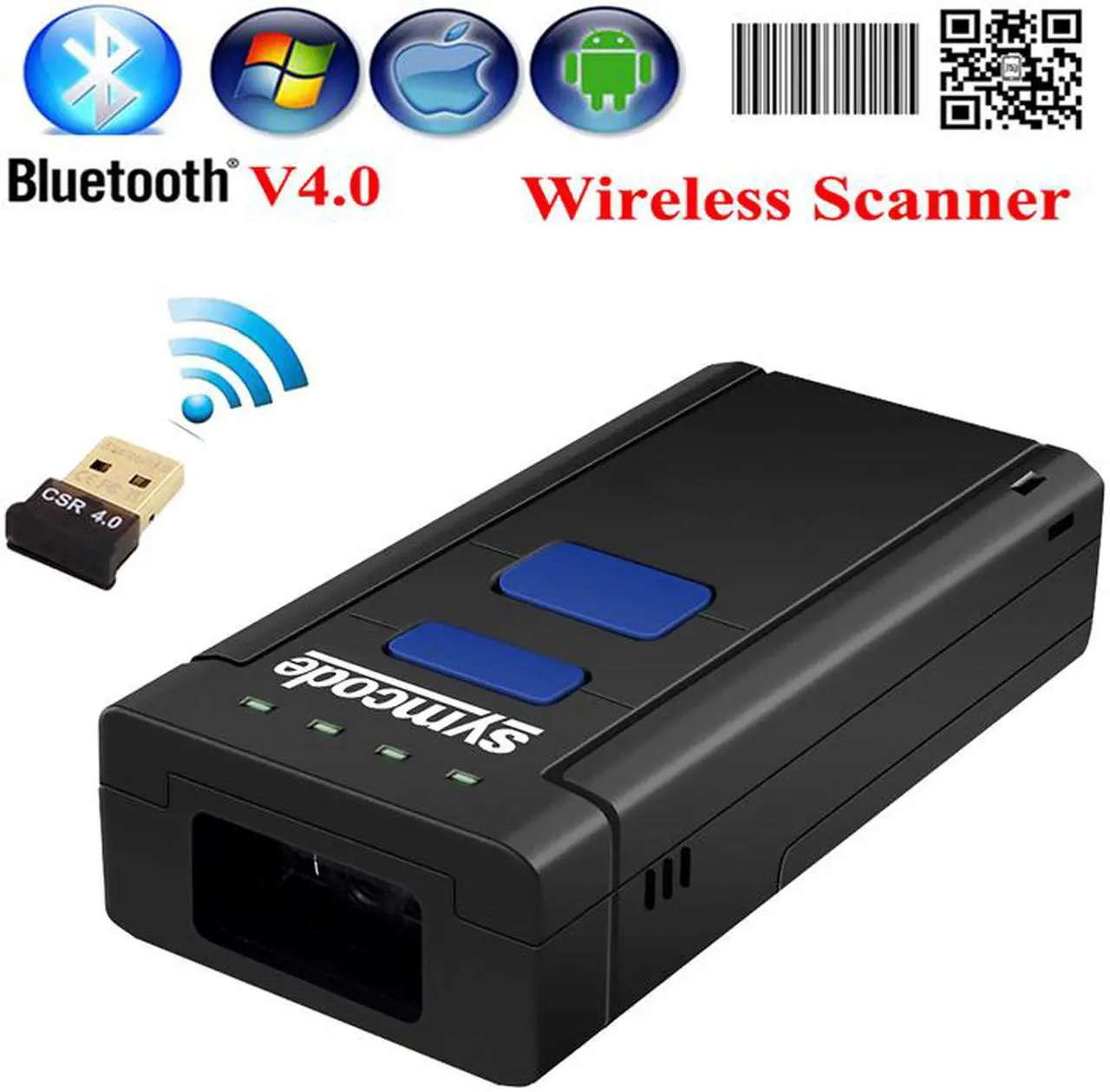 Main image of Symcode Bluetooth Wireless 2D QR 1D Barcode Scanner 2D Barcode Reader Support iOS Windows