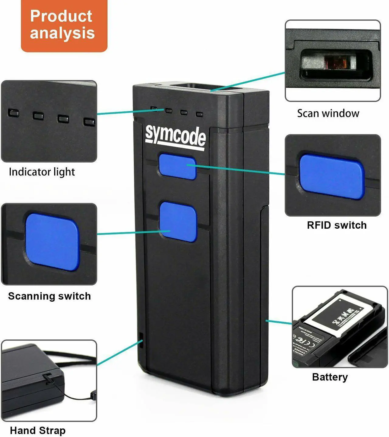 Alt view image 6 of 7 - Symcode Bluetooth Wireless 2D QR 1D Barcode Scanner 2D Barcode Reader Support iOS Windows
