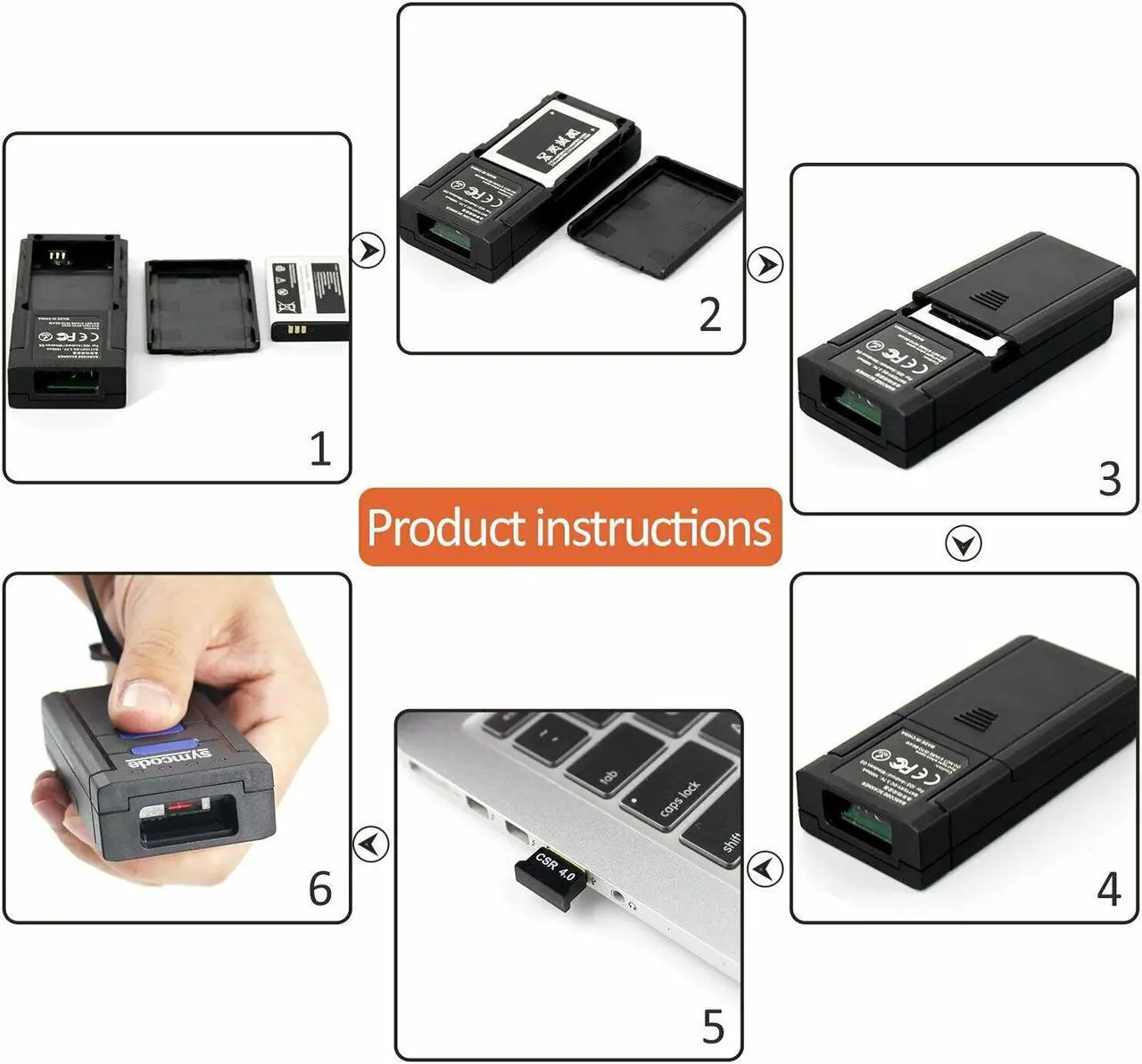 Alt view image 4 of 7 - Symcode Bluetooth Wireless 2D QR 1D Barcode Scanner 2D Barcode Reader Support iOS Windows