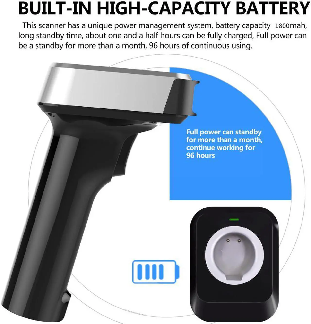 Alt view image 4 of 7 - Symcode MJ1900 Bluetooth 2.4Ghz Wireless 1D Barcode Scanner Screen Mobile Payment 1D Bar Code Scanner
