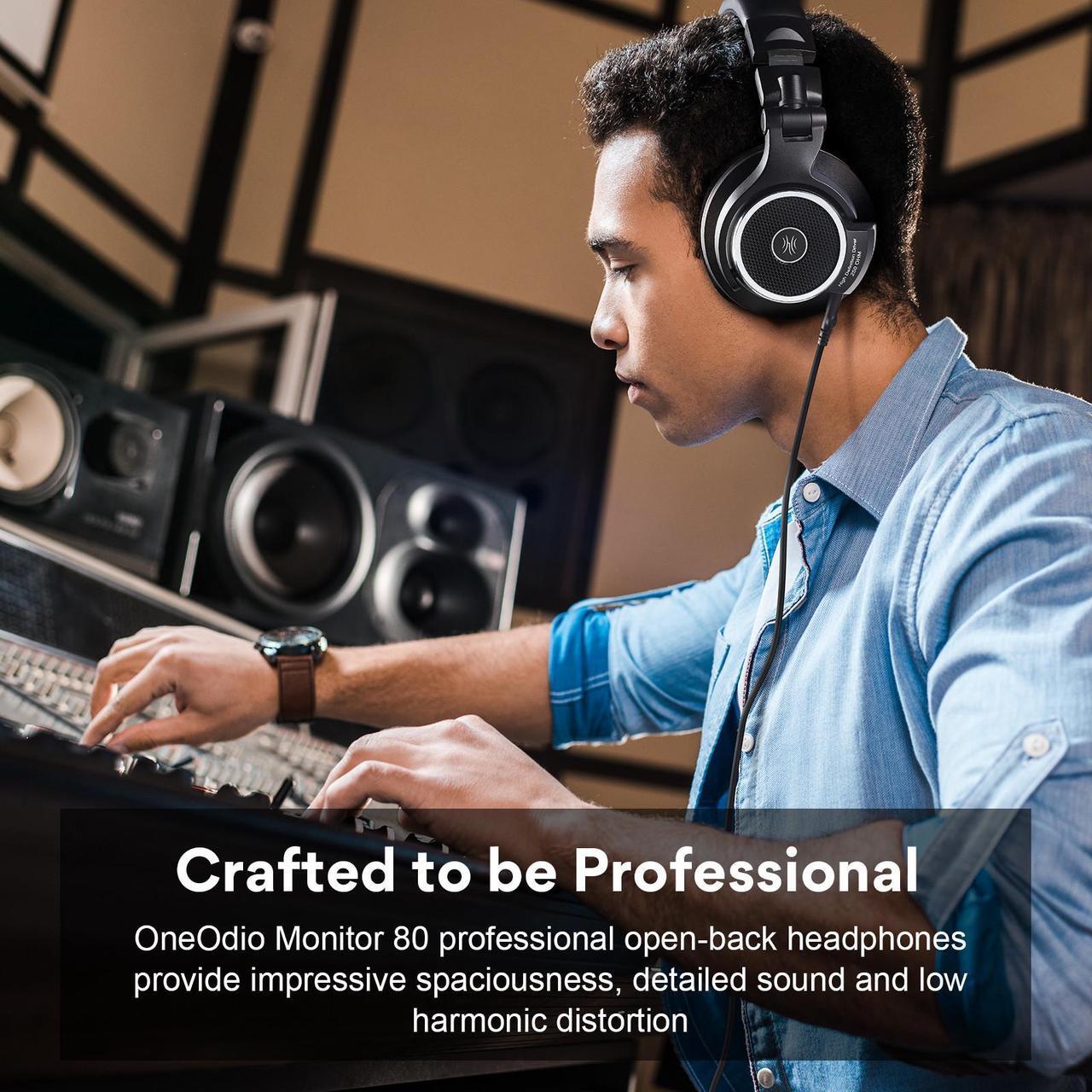 Alt view image 5 of 7 - Oneodio Monitor 80 Open Back Headphones Wired Over Ear 250 Audiophile Headphones With Hi-Res Audio Professional Studio Headset,Velour Earmuffs, Sound Isolation,Headphones for Mixing Mastering Editing