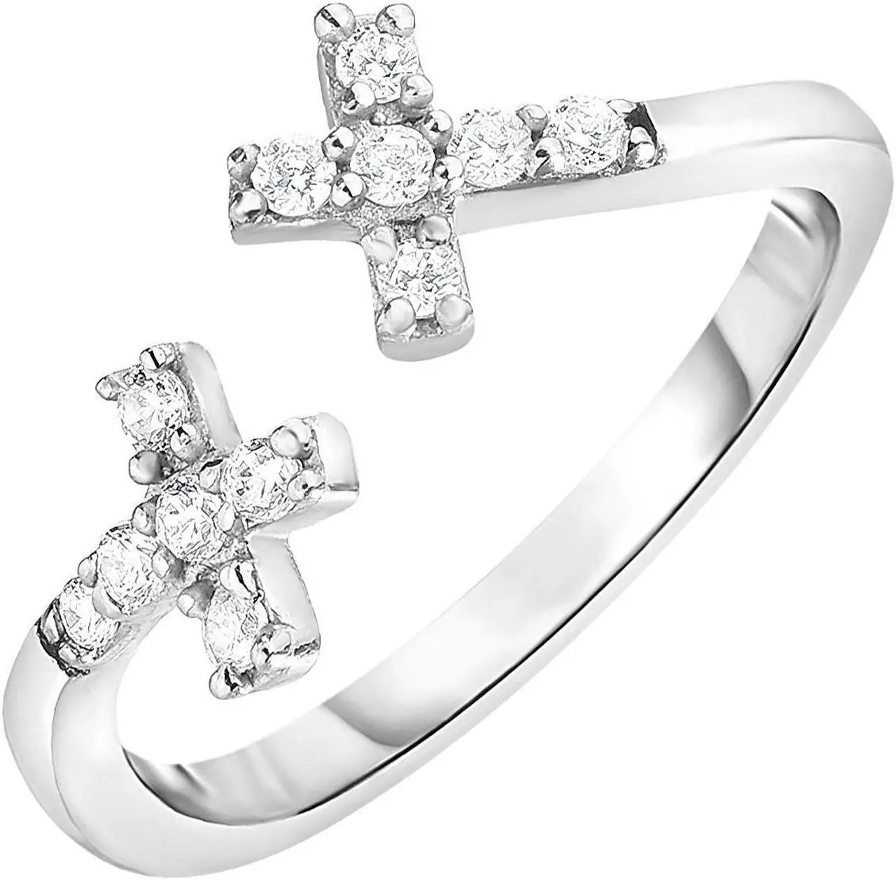 Main image of Toe Ring with Crosses in Sterling Silver with Cubic Zirconia