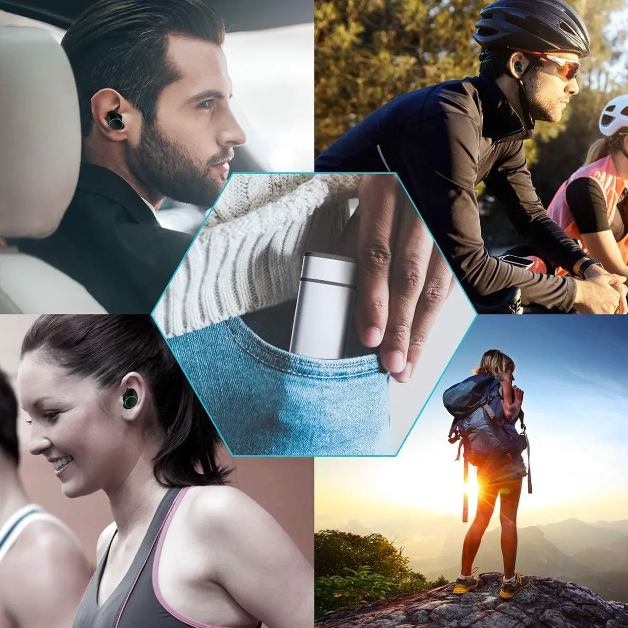 Alt view image 4 of 4 - Muzili Wireless Earbuds, Y9 True Sport Wireless Headphones V5.0 HD Smallest In-Ear Bluetooth Stereo Sweatproof Earbuds Noise Cancelling Headset with Metal Charging