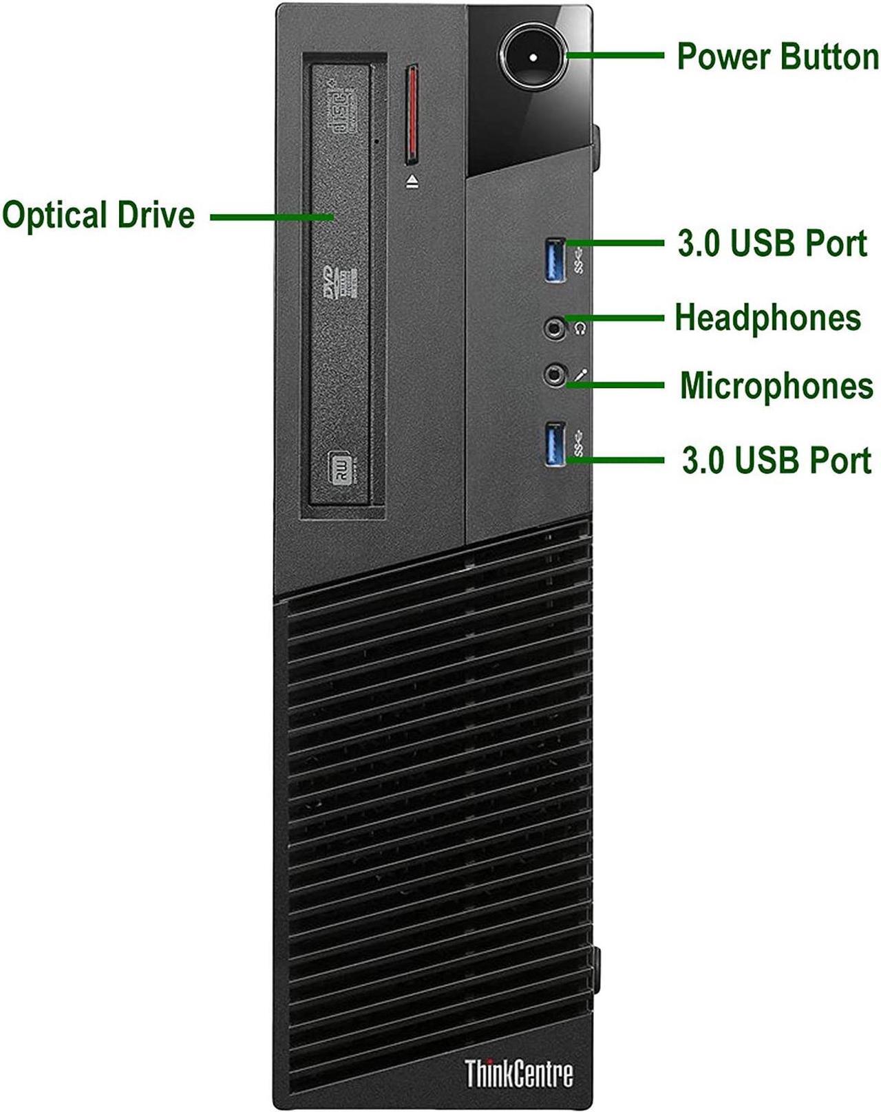 Alt view image 2 of 5 - Lenovo ThinkCentre M93P SFF Computer Desktop PC, Intel Core i7 3.4GHz Processor, 8GB Ram, 128GB M.2 SSD, 2TB Hard Drive, Wireless KeyBoard & Mouse, Wifi | Bluetooth, Windows 10 Pro (Renewed)