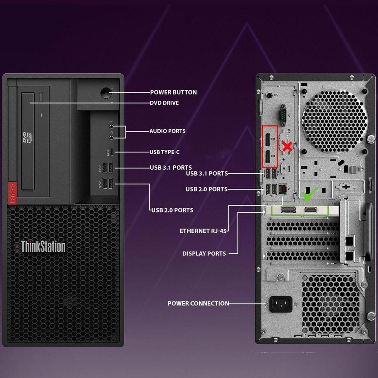 Alt view image 2 of 7 - Lenovo ThinkStation P330 Tower Desktop Gaming PC Intel Hexa Core i5-8500 32GB DDR4 Ram, 1TB SSD, BTO RGB Keyboard & Mouse, NVIDIA GTX 1660S 6GB DDR6, Windows 11 Pro (Renewed)