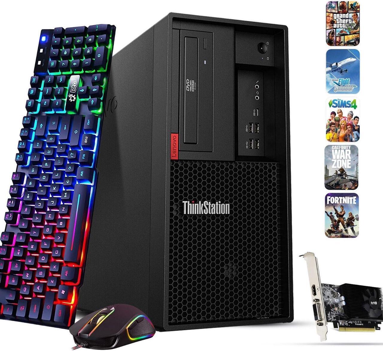 Main image of Lenovo ThinkStation P330 Tower Desktop Gaming PC Intel Hexa Core i5-8500 32GB DDR4 Ram, 1TB SSD, BTO RGB Keyboard & Mouse, NVIDIA GTX 1660S 6GB DDR6, Windows 11 Pro (Renewed)