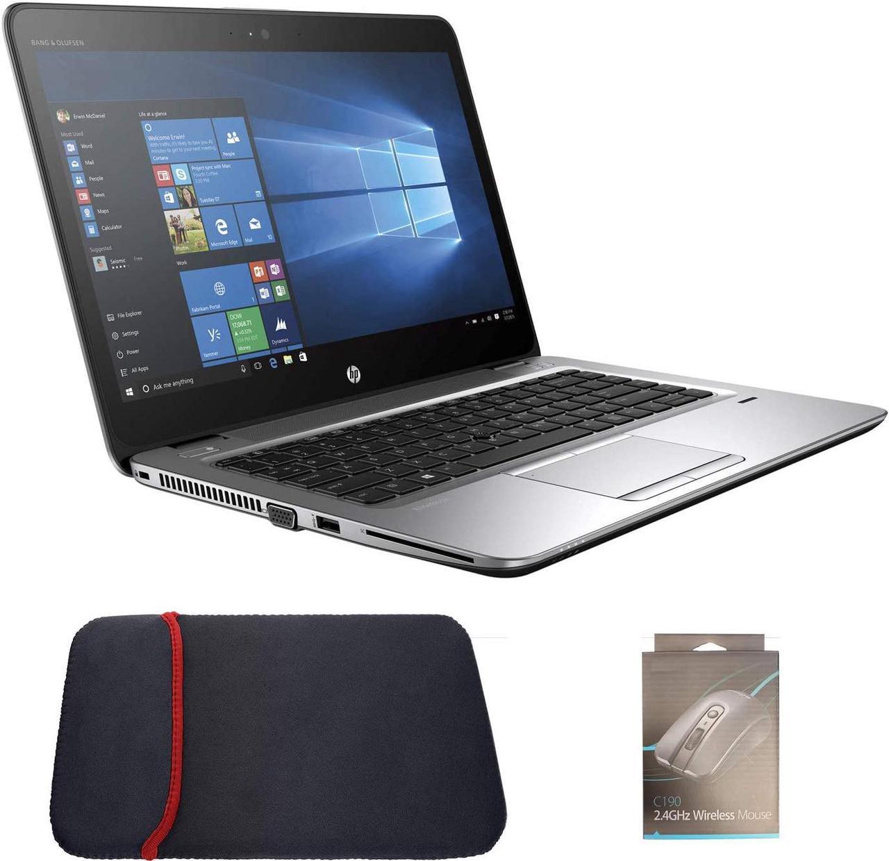 HP Elitebook 840 G3 FHD Laptop Computer PC, Intel i5 6300U 2.4GHz Processor, 8GB DDR4 Ram, 256 GB M.2 SSD, WiFi & Bluetooth, Webcam, Wireless Mouse & Sleeve, Windows 10 Professional (Renewed)