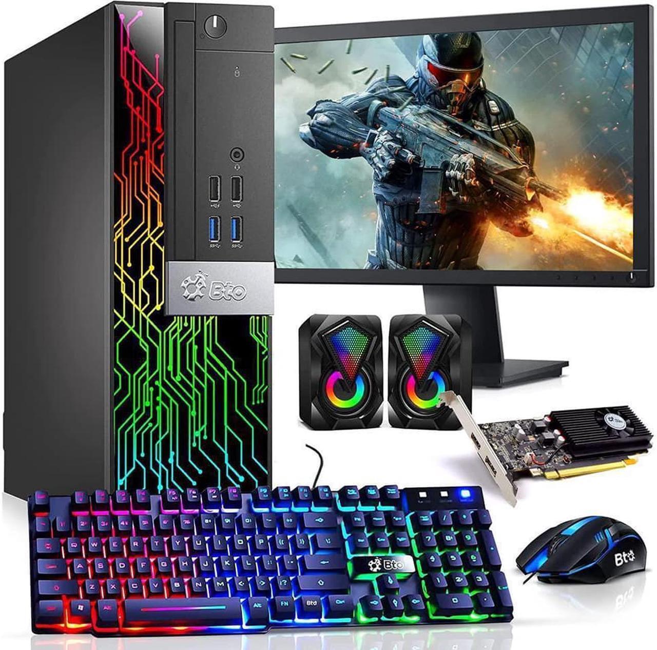Main image of BTO RGB Gaming Desktop Computer PC, Intel Core i5 7th Gen, 16GB DDR4 Ram, 512GB SSD, NVIDIA GeForce GT 1030 GDDR5, HDMI, RGB Set, 22 Inch Monitor, Windows 10 Pro (Refurbished)