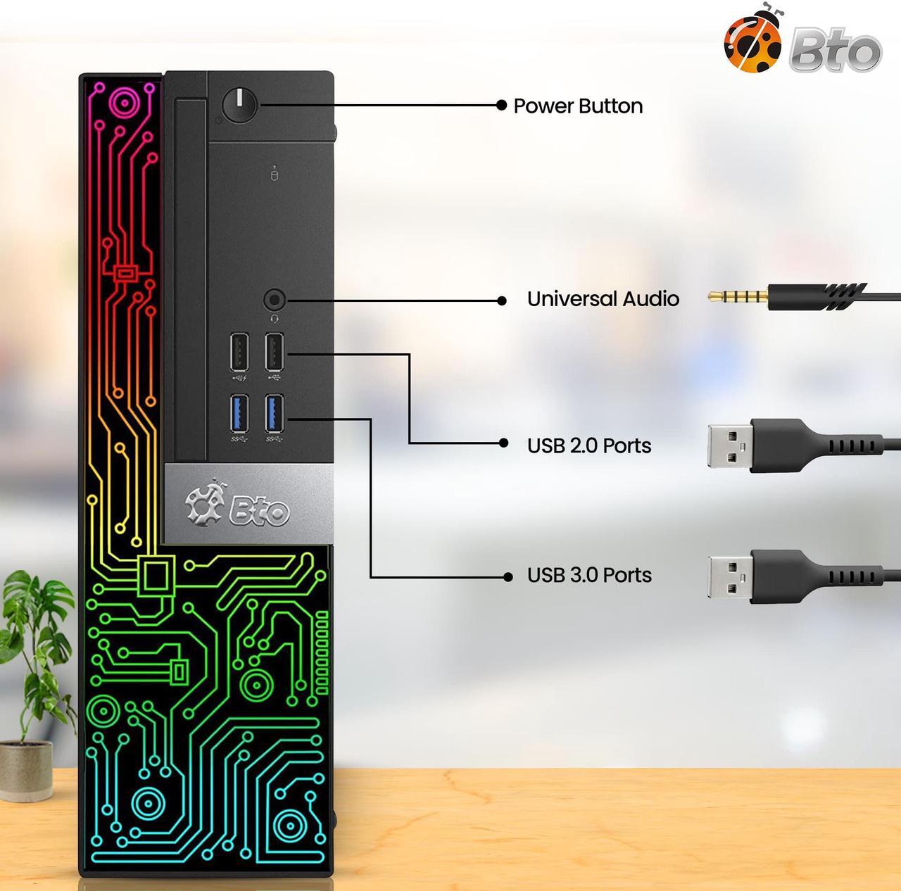 Alt view image 3 of 7 - BTO RGB Gaming Desktop Computer PC, Intel Core i5 7th Gen, 16GB DDR4 Ram, 512GB SSD, NVIDIA GeForce GT 1030 GDDR5, HDMI, RGB Set, 22 Inch Monitor, Windows 10 Pro (Refurbished)