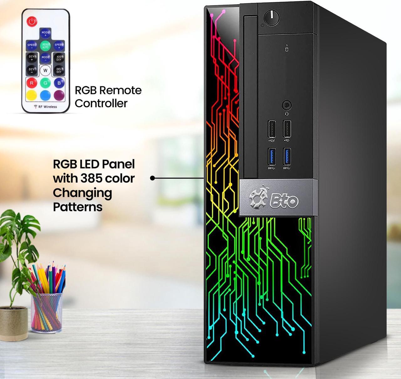 Alt view image 2 of 7 - BTO RGB Gaming Desktop Computer PC, Intel Core i5 7th Gen, 16GB DDR4 Ram, 512GB SSD, NVIDIA GeForce GT 1030 GDDR5, HDMI, RGB Set, 22 Inch Monitor, Windows 10 Pro (Refurbished)