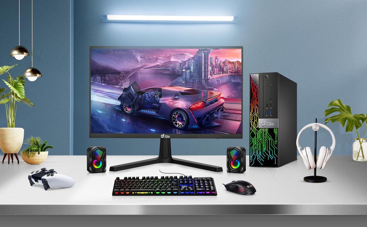 Alt view image 5 of 7 - BTO RGB Gaming Desktop Computer PC, Intel Core i5 7th Gen, 16GB DDR4 Ram, 512GB SSD, NVIDIA GeForce GT 1030 GDDR5, HDMI, RGB Set, 22 Inch Monitor, Windows 10 Pro (Refurbished)