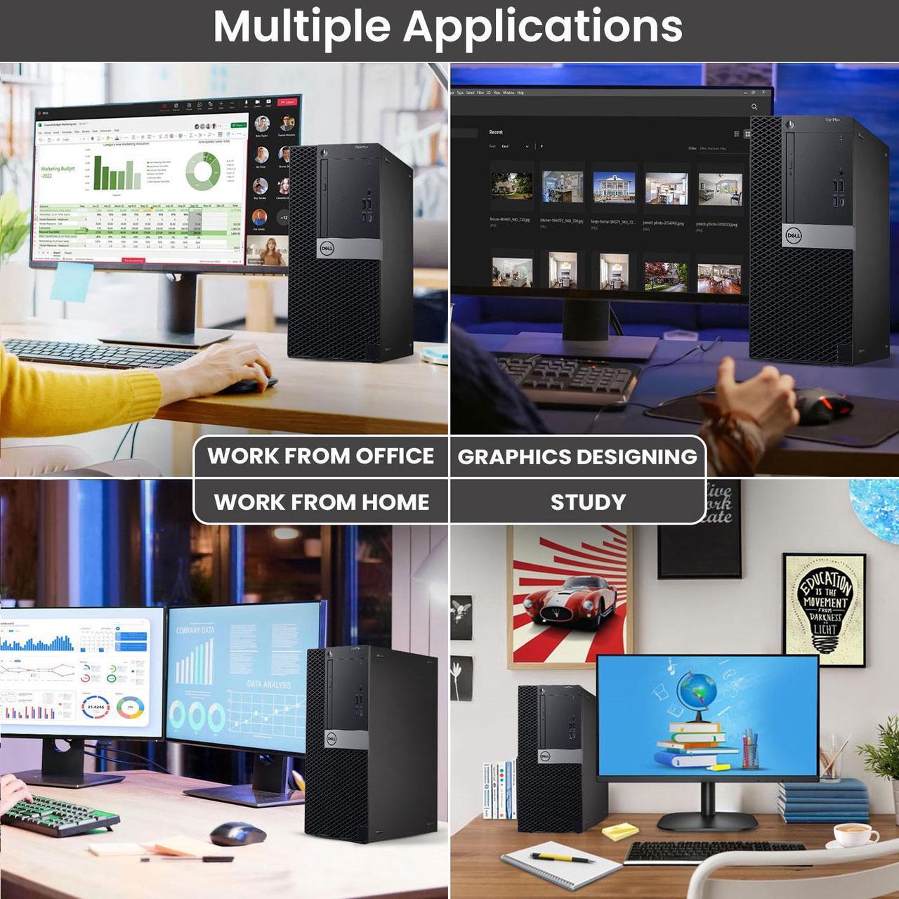 Alt view image 4 of 7 - Dell OptiPlex Desktop Computer PC Tower Intel Core i5-8500 Processor, 16GB DDR4 RAM, 1TB SSD + 1TB HDD, 22" LED Monitor Screen, Bto Wi-Fi Windows 10 Pro (Renewed)
