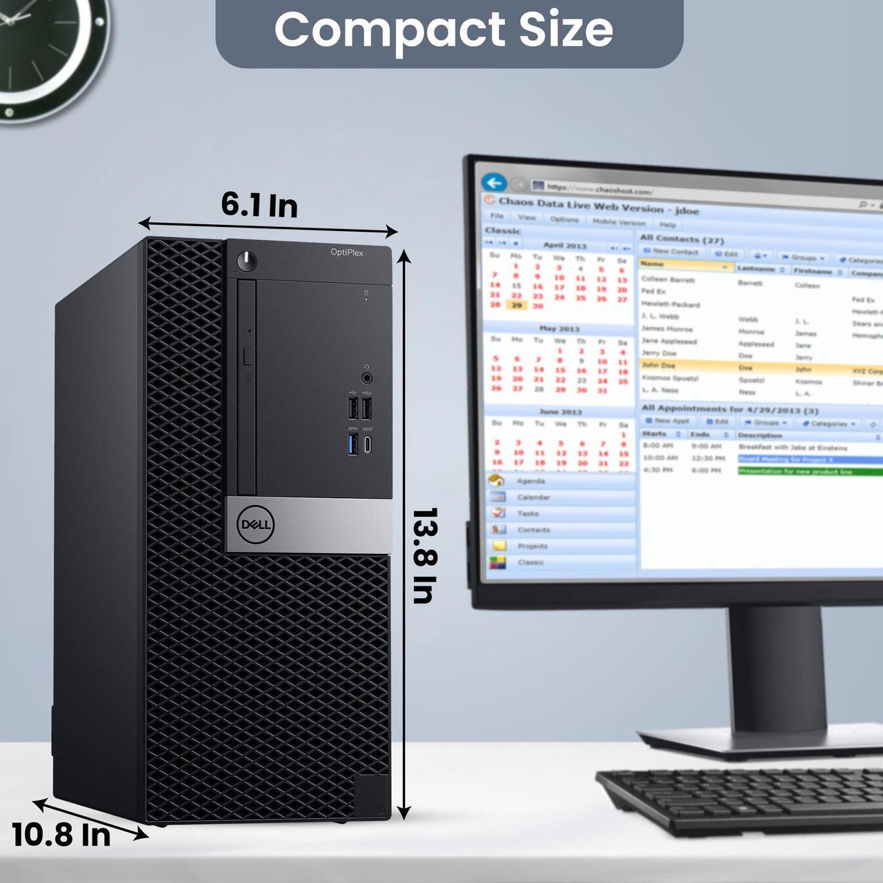 Alt view image 5 of 7 - Dell OptiPlex Desktop Computer PC Tower Intel Core i5-8500 Processor, 16GB DDR4 RAM, 1TB SSD + 1TB HDD, 22" LED Monitor Screen, Bto Wi-Fi Windows 10 Pro (Renewed)