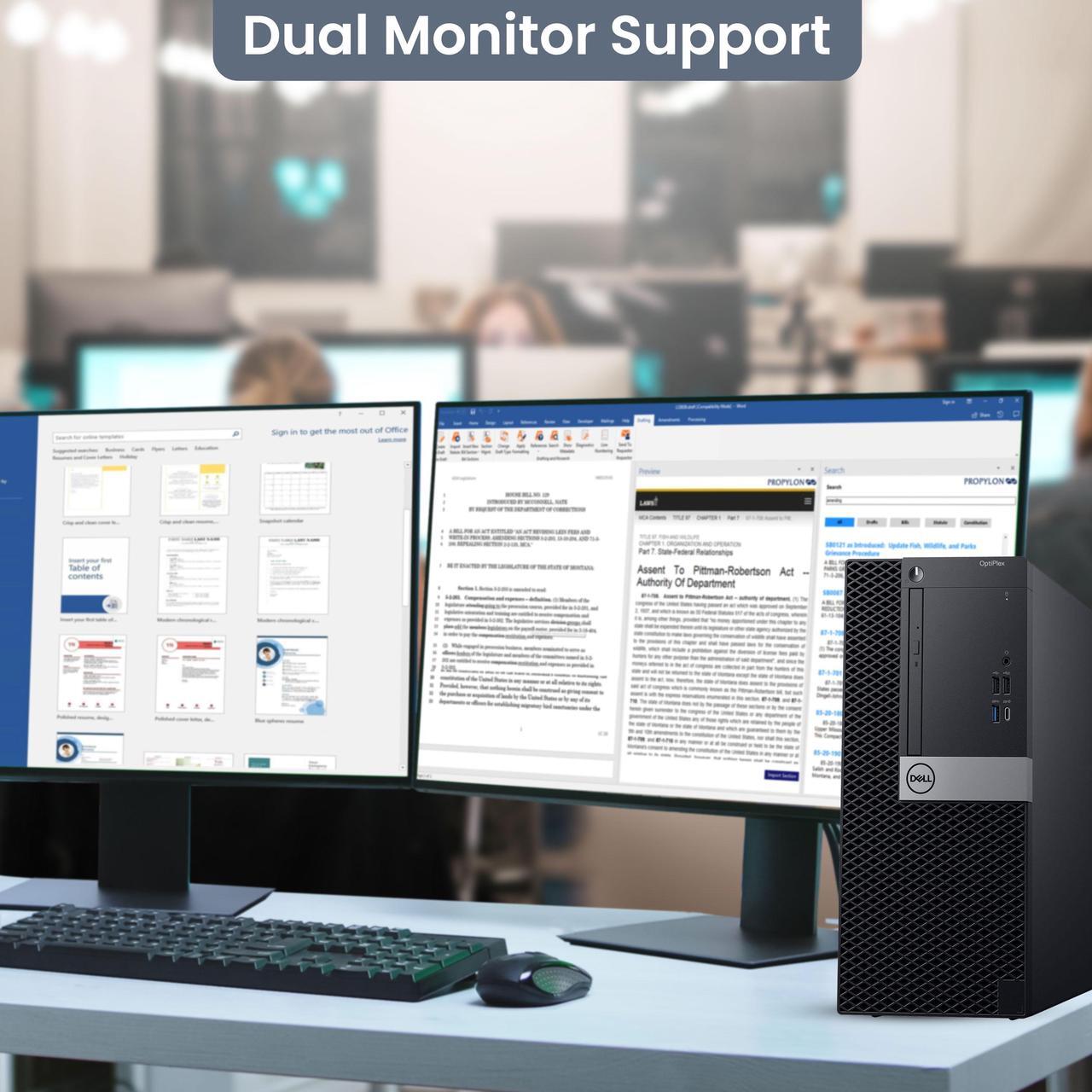 Alt view image 6 of 7 - Dell OptiPlex Desktop Computer PC Tower Intel Core i5-8500 Processor, 16GB DDR4 RAM, 1TB SSD + 1TB HDD, 22" LED Monitor Screen, Bto Wi-Fi Windows 10 Pro (Renewed)
