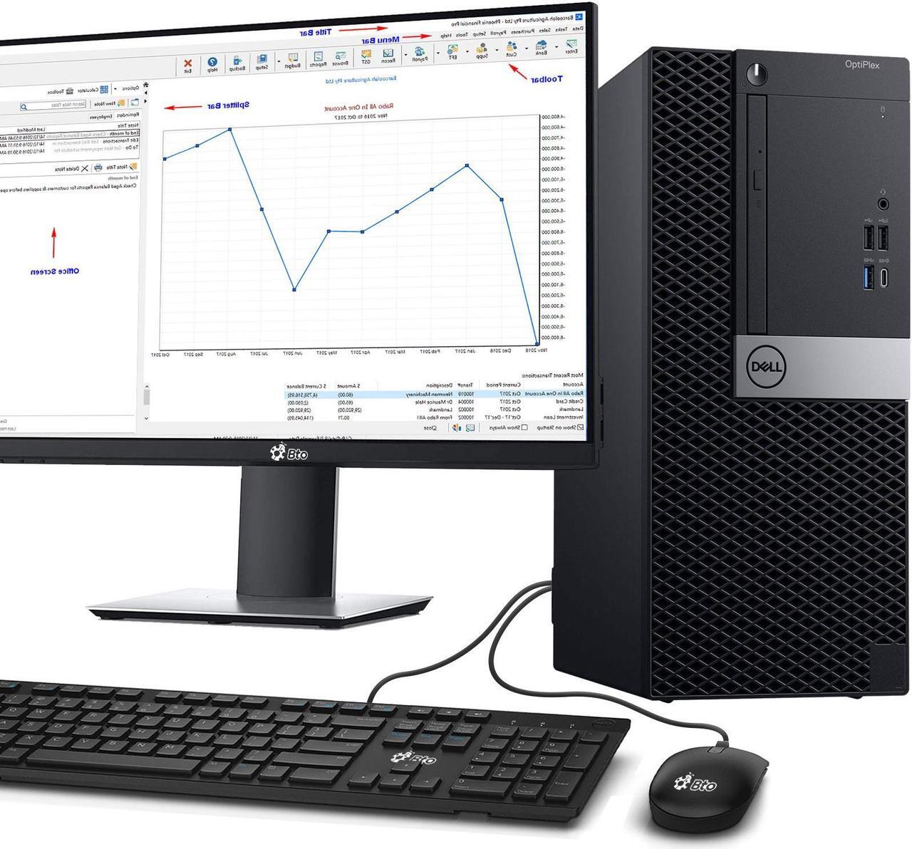 Main image of Dell OptiPlex Desktop Computer PC Tower Intel Core i5-8500 Processor, 16GB DDR4 RAM, 1TB SSD + 1TB HDD, 22" LED Monitor Screen, Bto Wi-Fi Windows 10 Pro (Renewed)