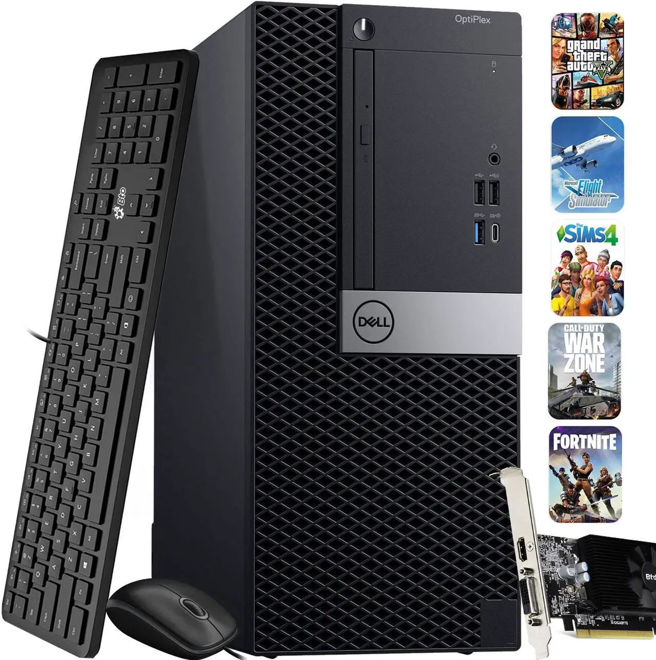 Main image of Dell OptiPlex Gaming Desktop Computer Tower Intel Hexa Core i7-8700 Processor, 16GB DDR4 Ram, 256GB SSD + 1TB HDD, NVIDIA GTX 1050ti, Bto Wi-Fi Windows 11 Pro (Renewed)