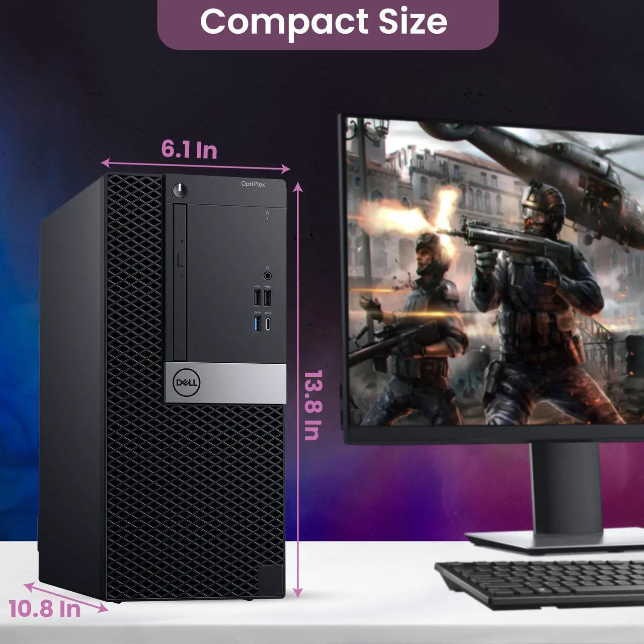 Alt view image 3 of 7 - Dell OptiPlex Gaming Desktop Computer Tower Intel Hexa Core i7-8700 Processor, 16GB DDR4 Ram, 256GB SSD + 1TB HDD, NVIDIA GTX 1050ti, Bto Wi-Fi Windows 11 Pro (Renewed)