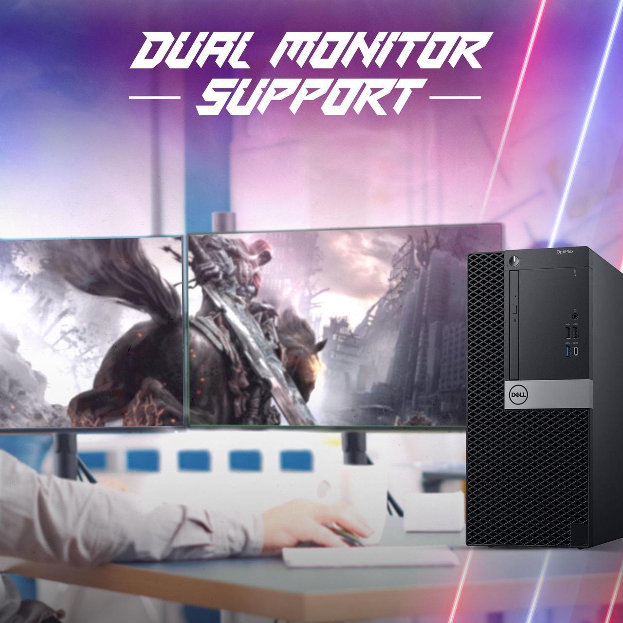 Alt view image 5 of 7 - Dell OptiPlex Gaming Computer Tower PC Intel Core i7-8700 8th Gen. Processor, 16GB DDR4 RAM, 256GB SSD+ 2TB HDD, 22" LED Monitor, AMD RX 550 4GB, Bto Wi-Fi Windows 11 Pro (Renewed)