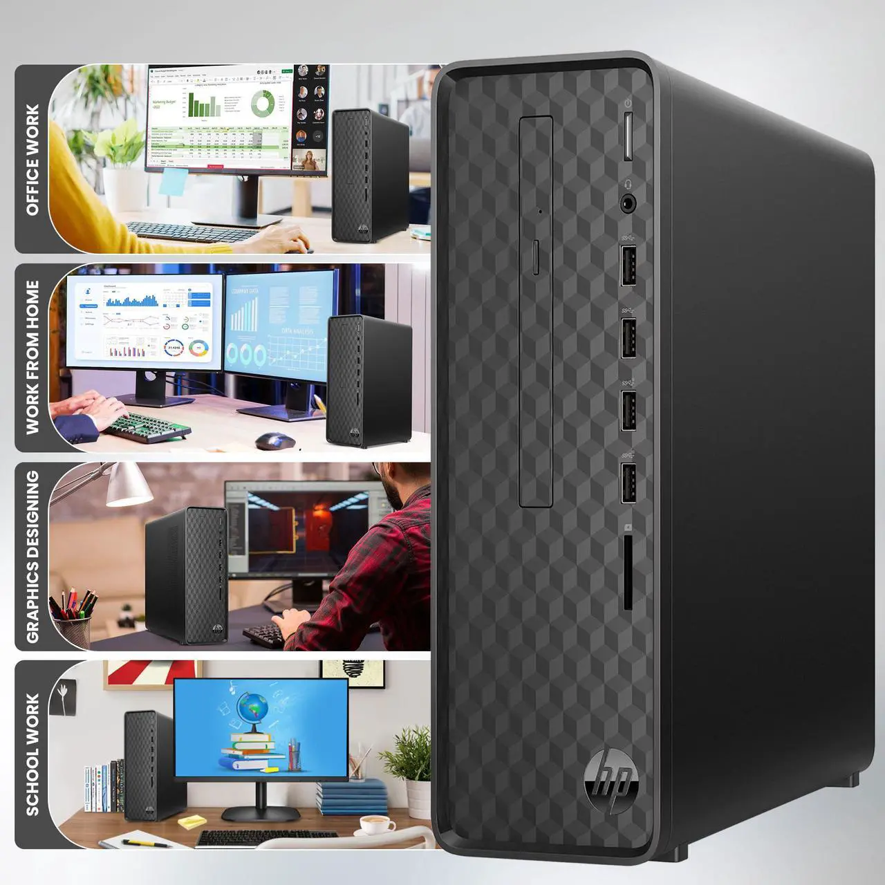Alt view image 4 of 7 - HP S01-AF01005T SFF Computer PC Intel Pentium J5040 16GB Ram 512GB SSD + 1TB HDD, Bto Keyboard & Mouse, Wi-Fi Windows 11 Professional (Renewed)