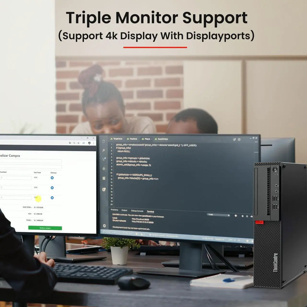 Alt view image 6 of 7 - Lenovo ThinkCentre Desktop PC Intel Core i5-6500 6th Gen (3.2Ghz), 32GB Ram 2TB SSD, 24" LED Built-in Wi-Fi, BTO Keyboard & Mouse,  Windows 11 Professional (Renewed)