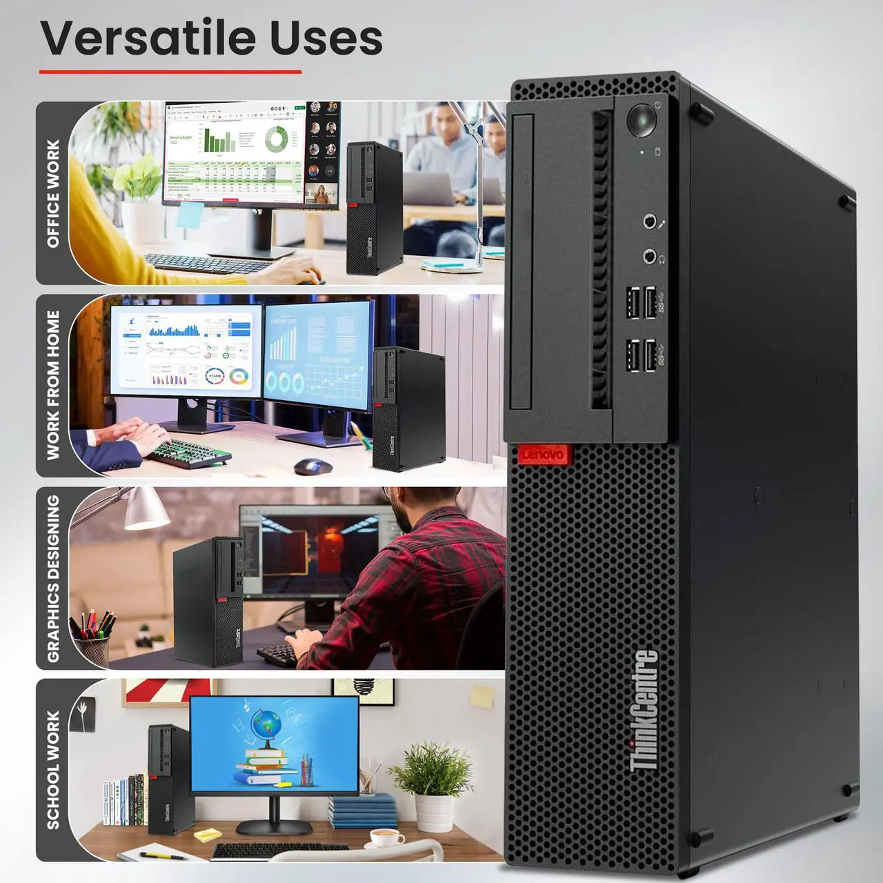 Alt view image 5 of 7 - Lenovo ThinkCentre Desktop PC Intel Core i5-6500 6th Gen (3.2Ghz), 32GB Ram 2TB SSD, 24" LED Built-in Wi-Fi, BTO Keyboard & Mouse,  Windows 11 Professional (Renewed)