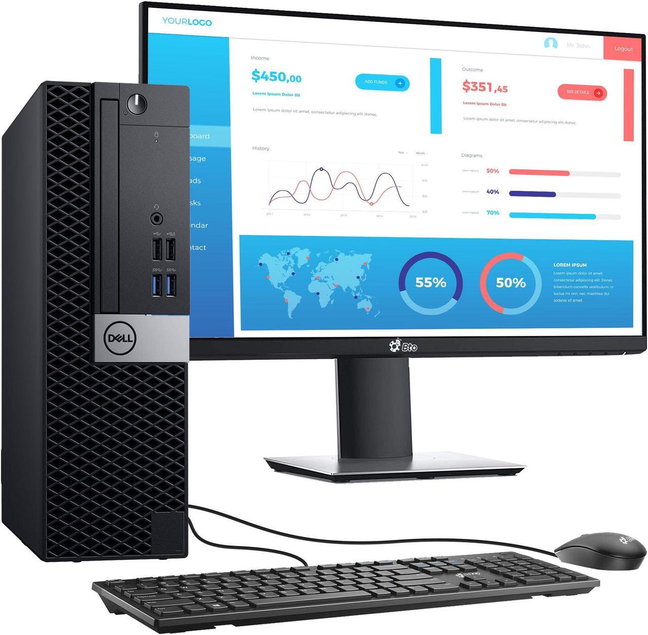 Main image of DELL OptiPlex SFF Desktop Computer PC Intel Core i5-7500, up to 3.80 GHz,  32GB DDR4 Ram, 1TB  SSD + 1TB HDD, 24" LED Monitor, BTO Keyboard & Mouse, Built-in Wi-Fi, Windows 11 Professional (Renewed)