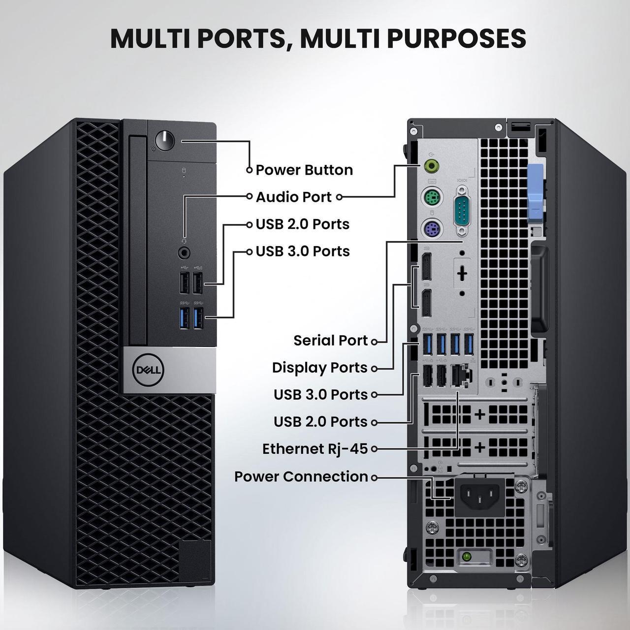 Alt view image 2 of 7 - DELL OptiPlex SFF Desktop Computer PC Intel Core i5-7500, up to 3.80 GHz,  32GB DDR4 Ram, 1TB  SSD + 1TB HDD, 24" LED Monitor, BTO Keyboard & Mouse, Built-in Wi-Fi, Windows 11 Professional (Renewed)