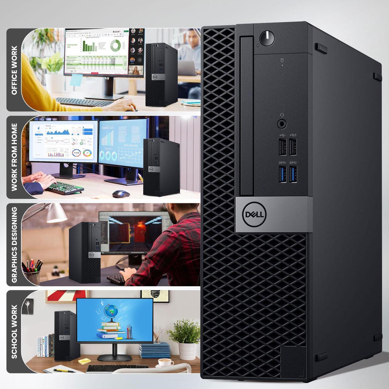 Alt view image 5 of 7 - DELL OptiPlex SFF Desktop Computer PC Intel Core i5-7500, up to 3.80 GHz,  32GB DDR4 Ram, 1TB  SSD + 1TB HDD, 24" LED Monitor, BTO Keyboard & Mouse, Built-in Wi-Fi, Windows 11 Professional (Renewed)