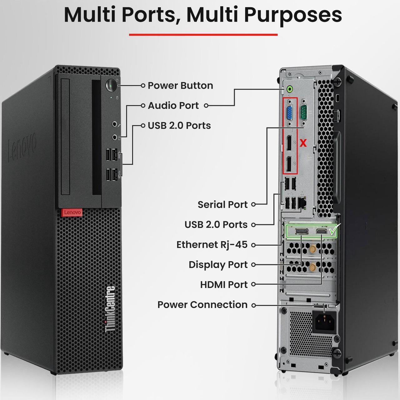 Alt view image 2 of 7 - Lenovo M800/M900 Gaming Desktop Computer PC, Intel Quad Core i5-6500 upto 3.60GHz, 32GB DDR4 Ram, 1TB SSD, Wi-Fi, NVIDIA GTX 1050 Ti, BTO RGB Keyboard & Mouse, Windows 11 Pro (Renewed)