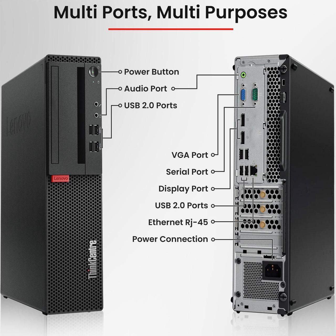 Alt view image 2 of 7 - Lenovo ThinkCentre M910 Desktop Computer PC, Intel Quad Core i5-7500 upto 3.80GHz, 32GB DDR4 Ram, 1TB SSD, Built-in Wi-Fi , BTO Keyboard & Mouse, Windows 11 Professional (Renewed)