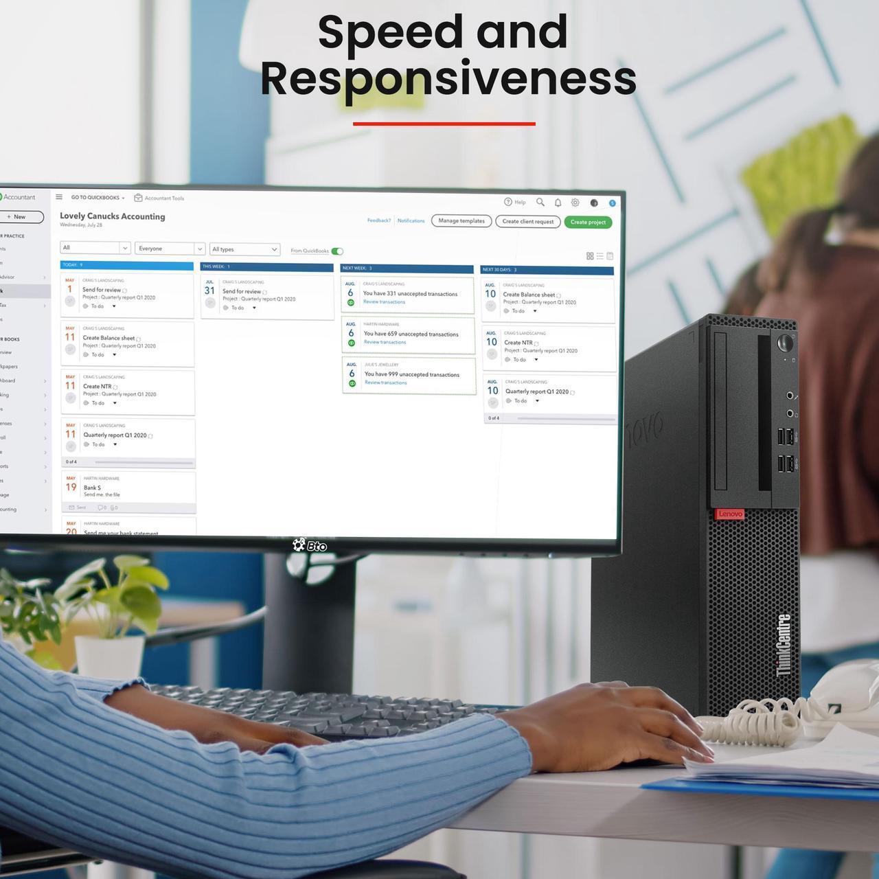 Alt view image 6 of 7 - Lenovo ThinkCentre M910 Desktop Computer PC, Intel Quad Core i5-7500 upto 3.80GHz, 32GB DDR4 Ram, 1TB SSD, Built-in Wi-Fi , BTO Keyboard & Mouse, Windows 11 Professional (Renewed)