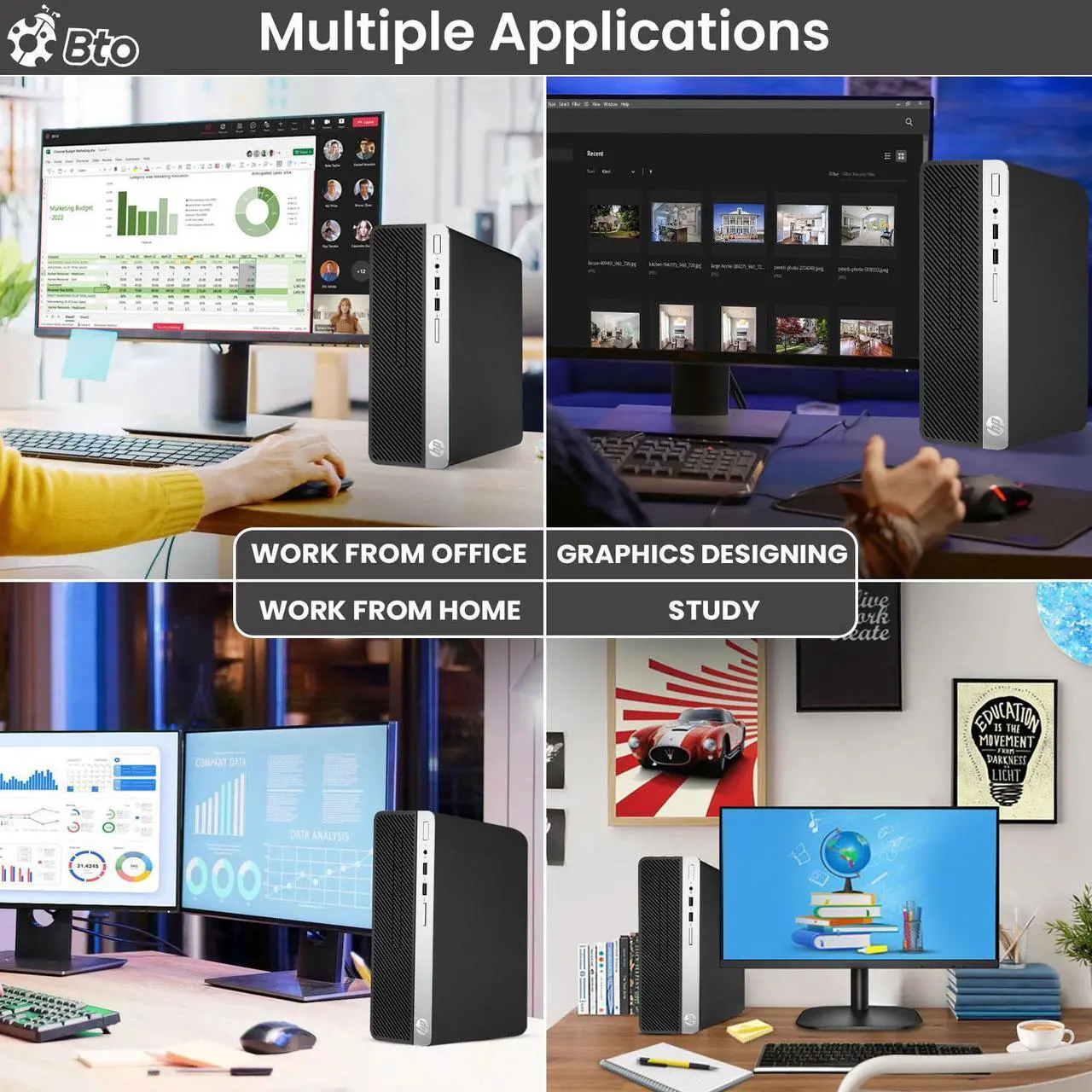 Alt view image 4 of 7 - HP EliteDesk 800 G3 Desktop Computer PC, Intel Quad Core i7-7700 upto 4.20GHz, 32GB DDR4 Ram, 1TB SSD +1TB HDD, Built-in Wi-Fi, BTO Keyboard & Mouse, Windows 11 Professional (Renewed)