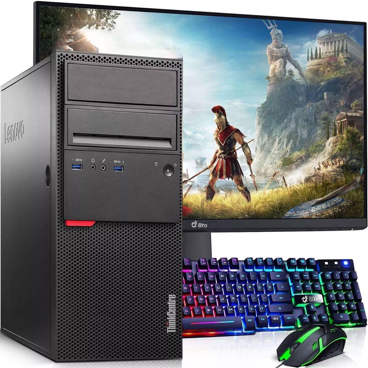 Main image of Lenovo ThinkCentre M700 Tower Desktop Gaming PC Intel Quad Core i5-6th 16GB DDR4 Ram, 1TB SSD 22" LED BTO RGB Keyboard & Mouse, Nvidia GTX 1660s 6gb DDR6, Window 11 Professional (Renewed)