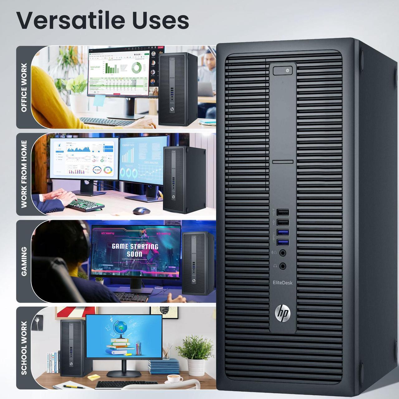 Alt view image 4 of 7 - HP ProDesk/EliteDesk Tower G1 Desktop Gaming PC Intel Quad Core i5-4th 16GB DDR3 Ram 1TB SSD, 22" LED BTO RGB Keyboard & Mouse Nvidia GTX 1660s 6gb DDR6 Window 11 Professional (Renewed)