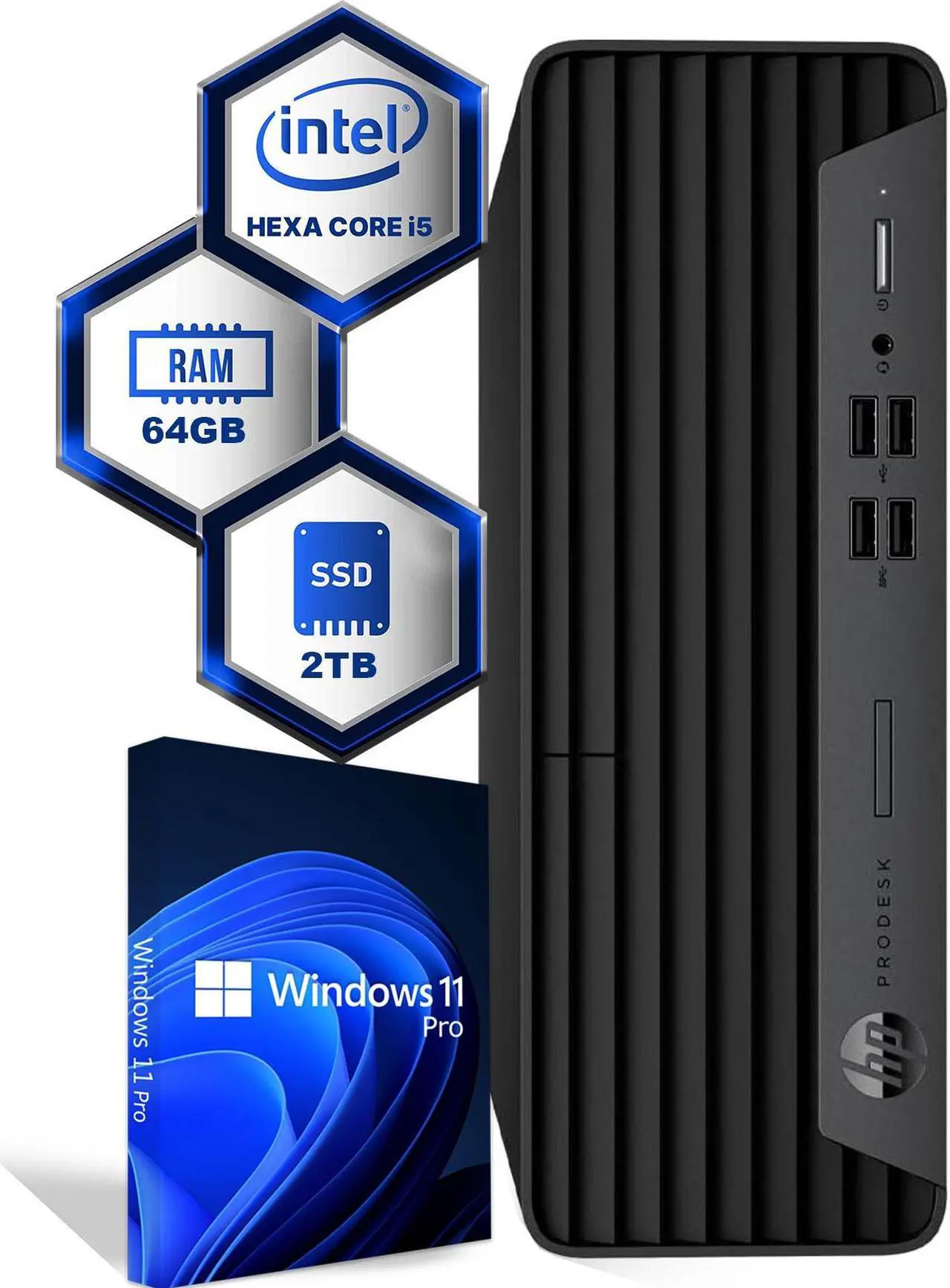 Main image of HP ProDesk 600 G6 SFF Computer Desktop PC, Intel Hexa Core i5-10th, 64GB DDR4 Ram, 2TB NVMe SSD, BTO Keyboard & Mouse, Built-in Wi-Fi, Windows 11 Professional (Renewed)