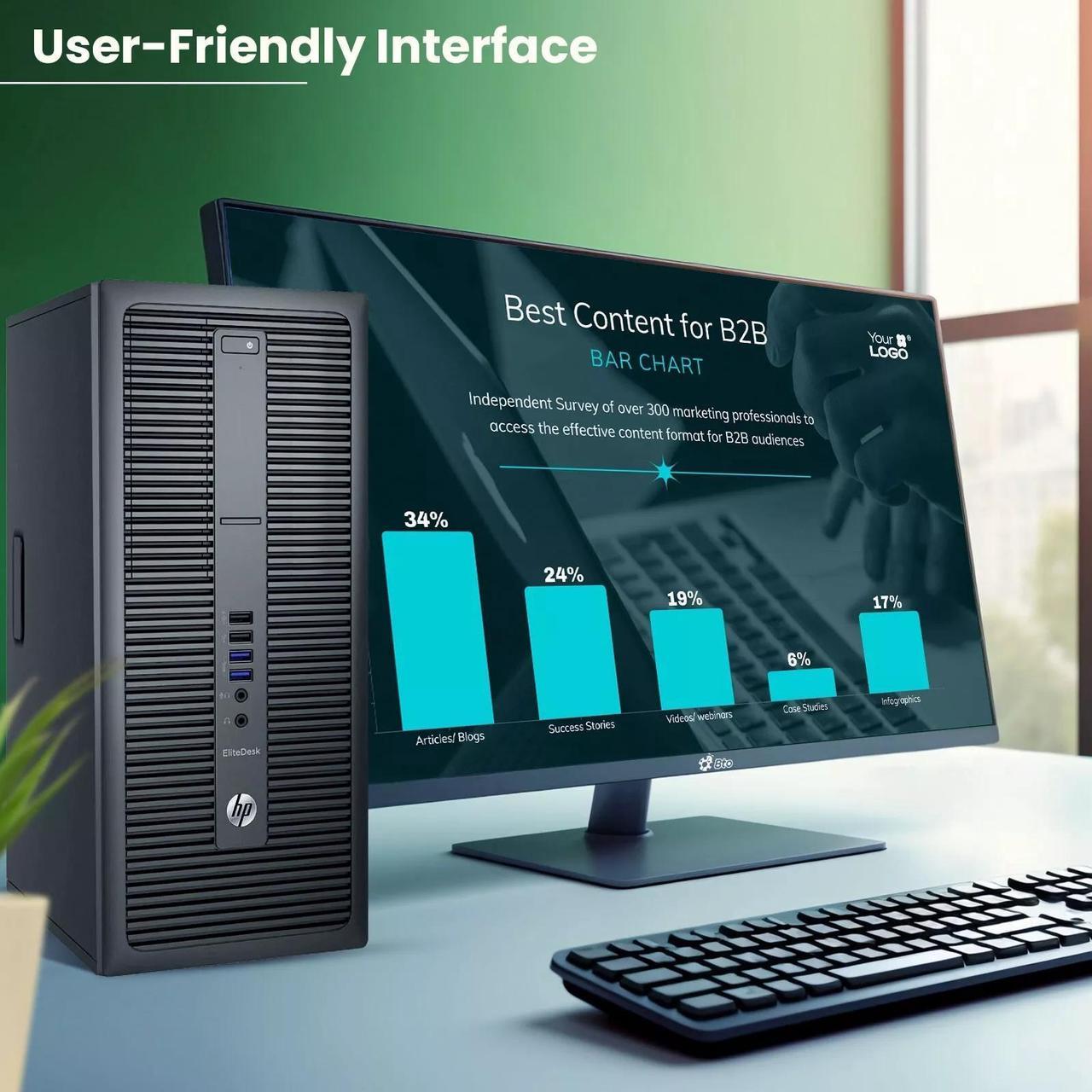 Alt view image 3 of 5 - HP 800 G2 Tower Desktop Computer PC, Intel Quad Core i7-6700 upto 4.00GHz, 32GB DDR4 Ram, 1TB SSD, Built-in Wi-Fi & Bluetooth, Wireless Keyboard & Mouse, Windows 11 Professional (Refurbished)