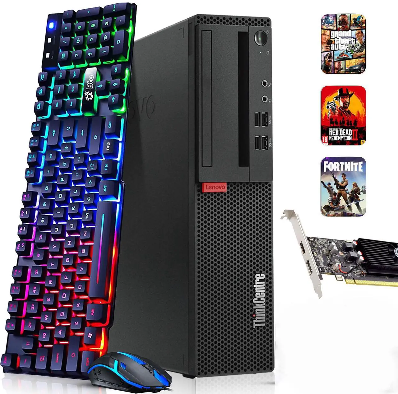 Main image of Lenovo ThinkCentre SFF Desktop Computer PC, Intel Quad Core i7-6700 upto 4.00GHz, 16GB DDR4 Ram, 1TB SSD,NVIDIA GeForce GTX 1050Ti, Wi-Fi & Bluetooth, RGB Keyboard & Mouse, Windows 11 Professional