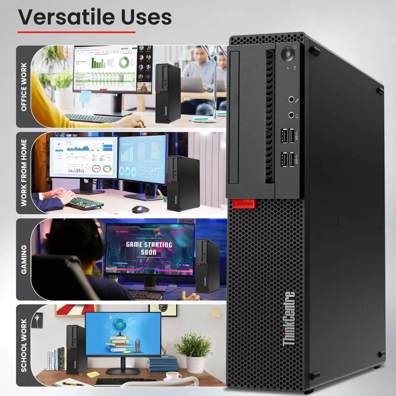 Alt view image 6 of 6 - Lenovo ThinkCentre SFF Desktop Computer PC, Intel Quad Core i7-6700 upto 4.00GHz, 16GB DDR4 Ram, 1TB SSD,NVIDIA GeForce GTX 1050Ti, Wi-Fi & Bluetooth, RGB Keyboard & Mouse, Windows 11 Professional