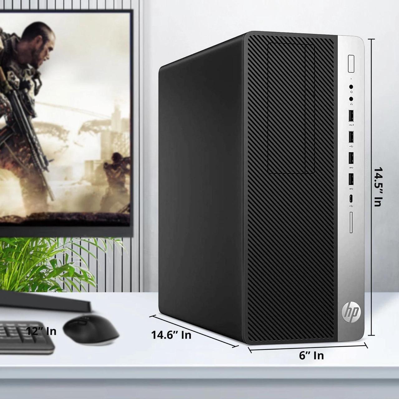 Alt view image 3 of 6 - HP EliteDesk 800 G3 Tower Desktop Computer PC, Intel Quad Core i5-6500 upto 3.60GHz, 16GB DDR4 Ram, 512GB SSD, Built-in Wi-Fi , Keyboard & Mouse, Windows 11 Professional (Refurbished)