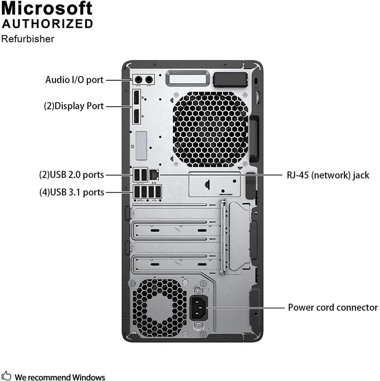 Alt view image 5 of 6 - HP EliteDesk 800 G3 Tower Desktop Computer PC, Intel Quad Core i5-6500 upto 3.60GHz, 16GB DDR4 Ram, 512GB SSD, Built-in Wi-Fi , Keyboard & Mouse, Windows 11 Professional (Refurbished)