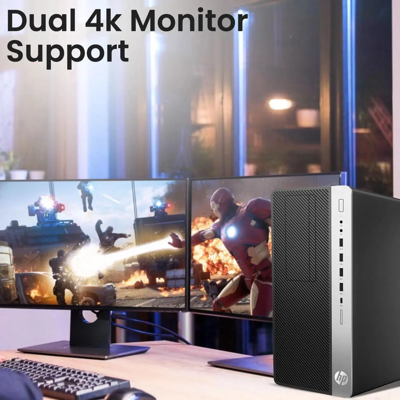 Alt view image 4 of 7 - HP EliteDesk 800 G3 Tower Desktop Computer PC, Intel Quad Core i5-6500 upto 3.60GHz, 16GB DDR4 Ram,1TB SSD,24Inch Monitor, NVIDIA GT1030, Wi-Fi, RGB Keyboard & Mouse, Windows 11 Professional