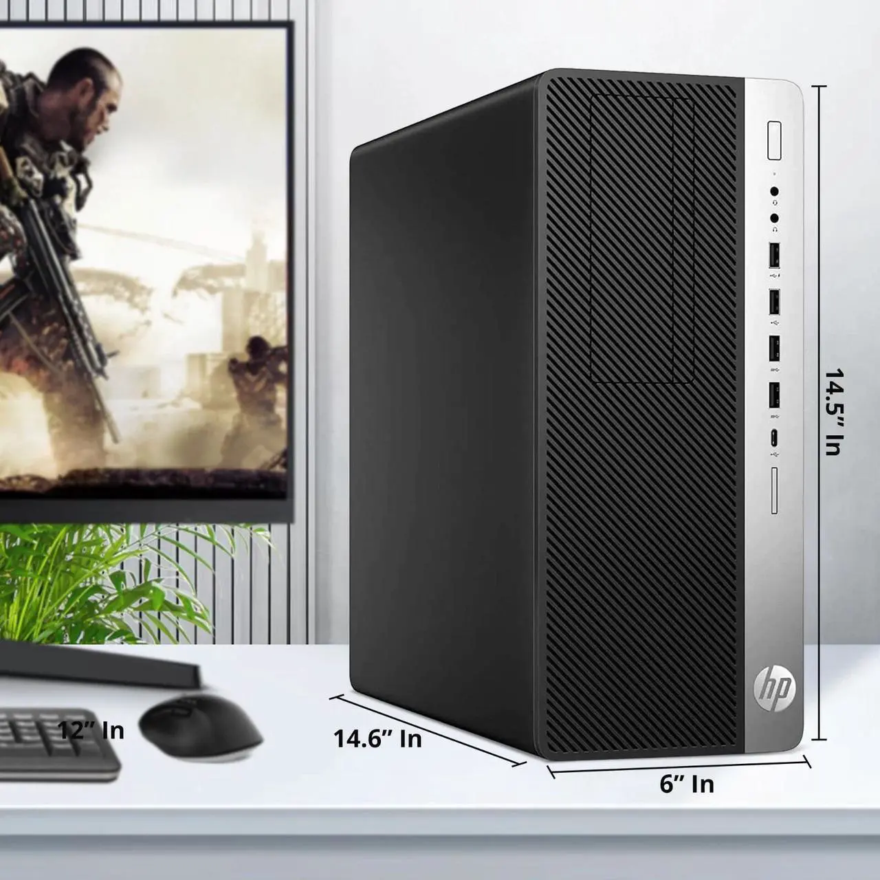Alt view image 6 of 7 - HP EliteDesk 800 G3 Tower Desktop Computer PC, Intel Quad Core i5-6500 upto 3.60GHz, 16GB DDR4 Ram,1TB SSD,24Inch Monitor, NVIDIA GT1030, Wi-Fi, RGB Keyboard & Mouse, Windows 11 Professional