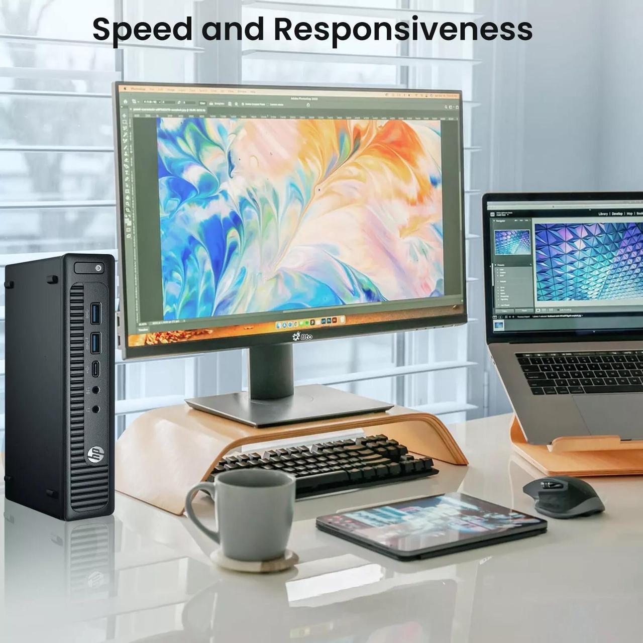 Alt view image 7 of 7 - HP EliteDesk 800 G2 Tiny Desktop Computer PC, Intel Quad Core i7-6700T upto 3.60GHz, 16GB DDR4 Ram, 256GB SSD, Built-in Wi-Fi , Keyboard & Mouse, Windows 11 Professional (Refurbished)